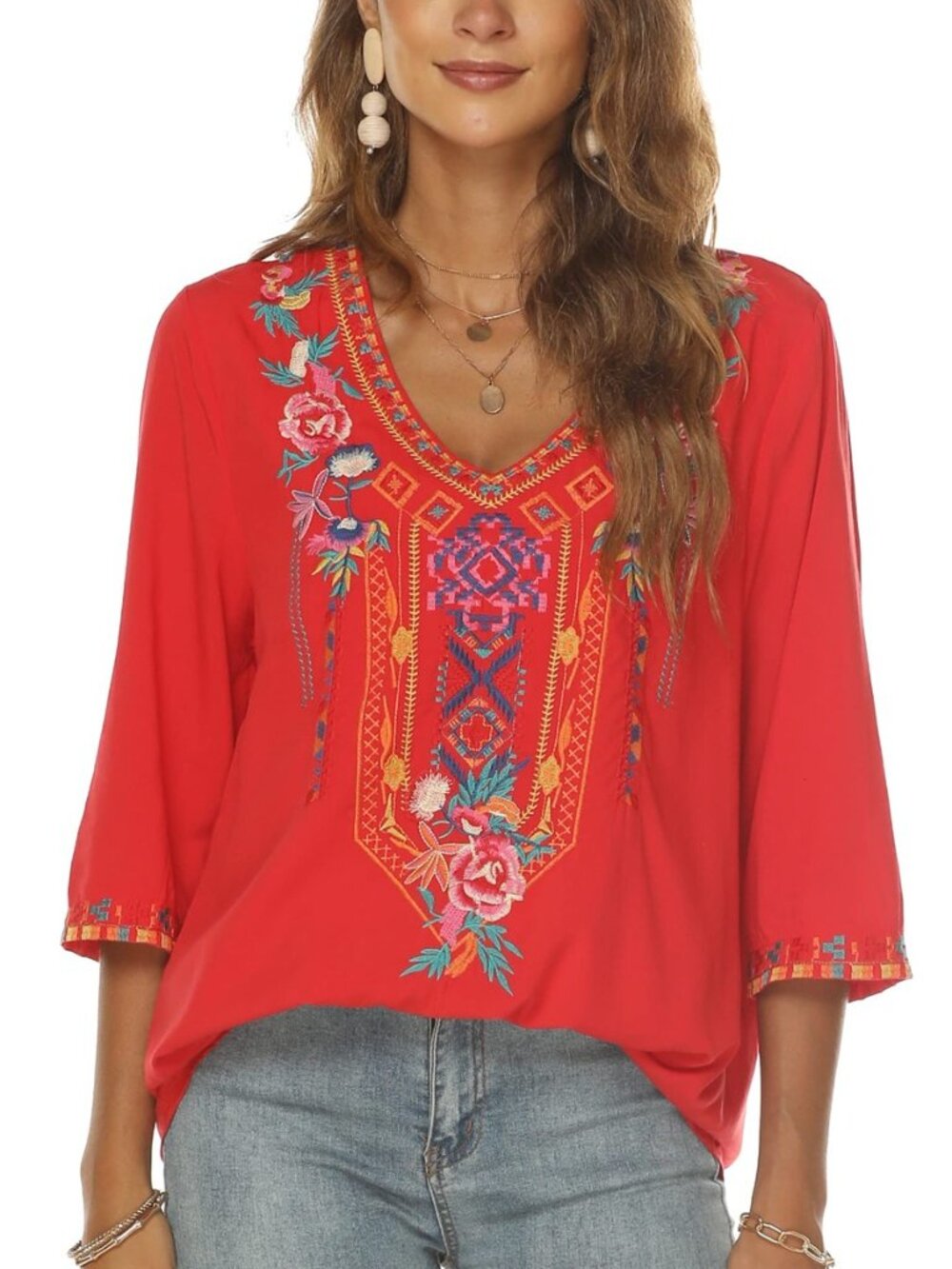 Bohemian Embroidered Tops for Women, Hippie Clothes, Mexican Peasant Blouses